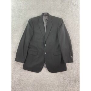 Stafford Blazer 44 L Black Wool Polyester Premium University Silver Button Logo